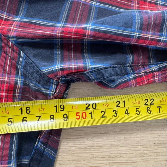 Abercrombie & Fitch red and blue plaid button up shirt men’s size small. - Picture 3 of 5